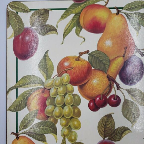 Cork Back Place Mats Fruit Harvest Vtg Plum Apple Green Grapes Pear Peach 2PC - Picture 6 of 16